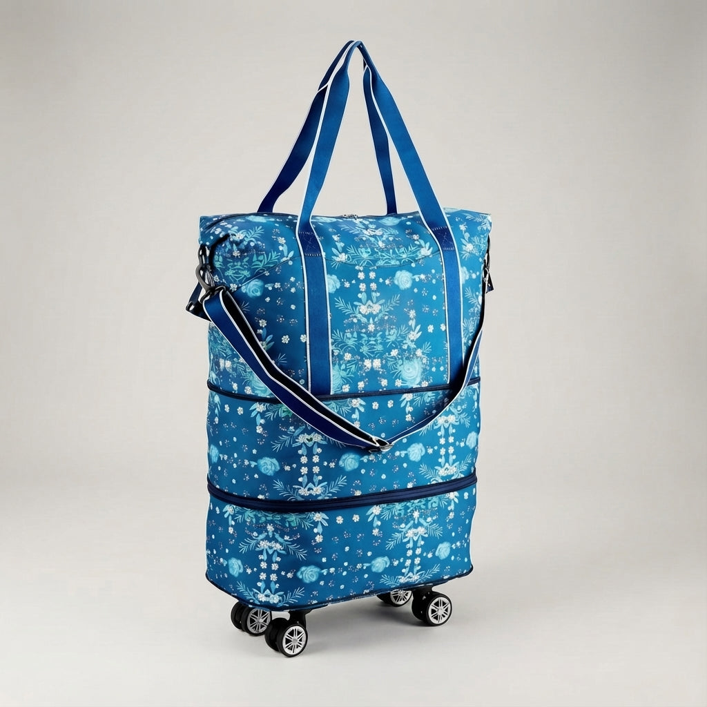 Veelzijdige opvouwbare rolduffel reistas GlideBag; compact opbergen, ruim uitvouwen voor al je spullen.