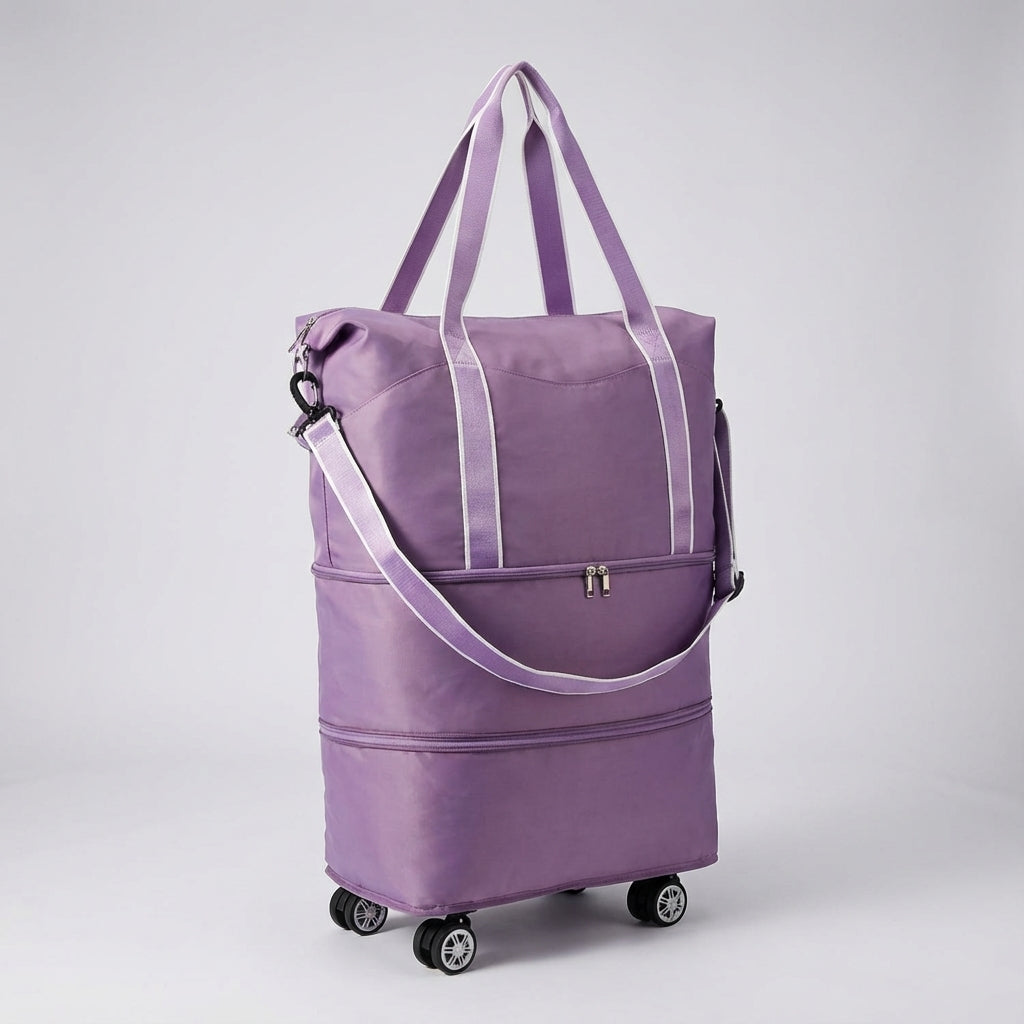 Opvouwbare reistas GlideBag met wielen, slimme oplossing voor compacte opslag en ruime capaciteit voor reizen.