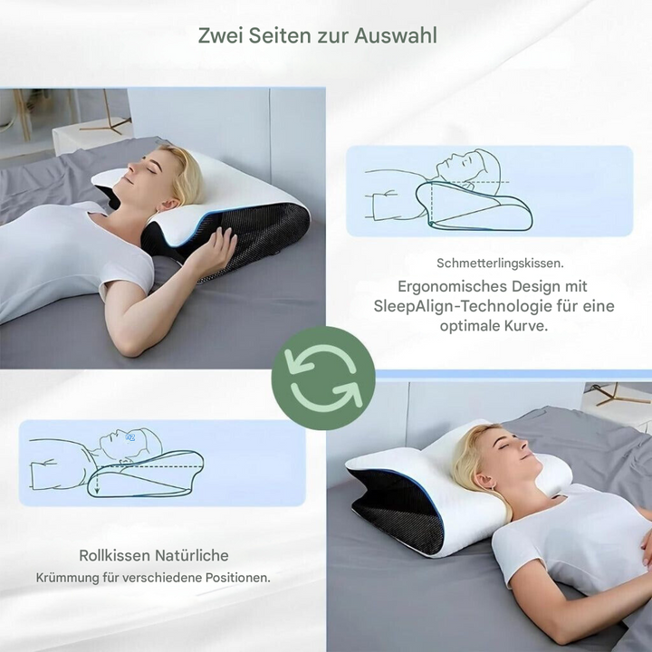 Mayer orthopedisch traagschuim kussen, speciaal voor optimale nek- en rugondersteuning en minder pijn tijdens slaap.