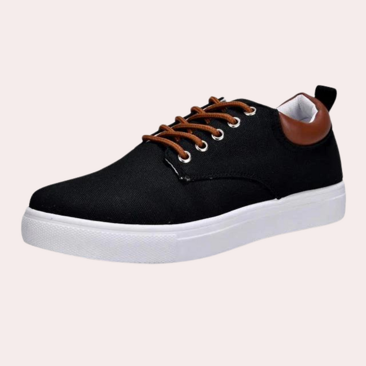 Orthopedische heren sneakers in khaki, zijkant weergave, robuust design, ideaal voor comfort en stijlbewuste mannen.