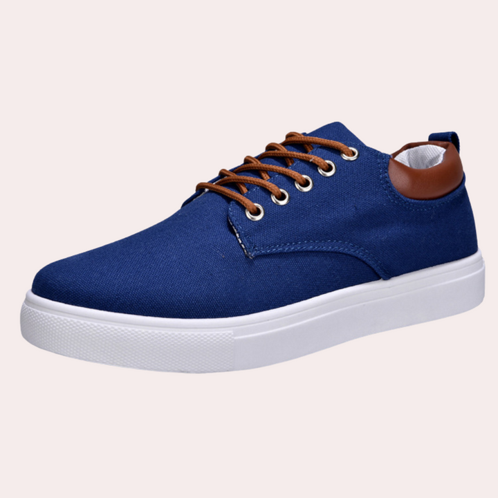 Orthopedische heren sneakers in khaki, zijkant weergave, robuust design, ideaal voor comfort en stijlbewuste mannen.