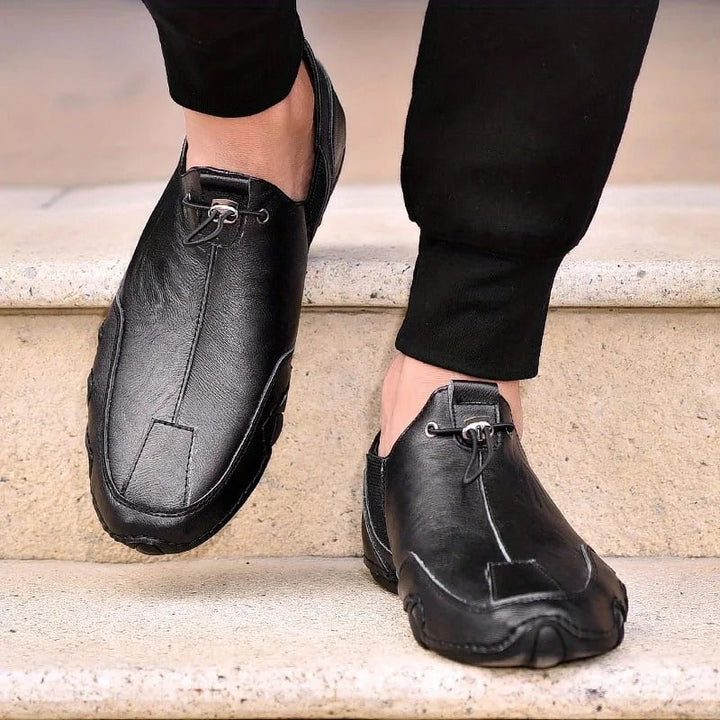 Orthopedische lederen herenschoenen loafers, stijlvol en comfortabel, lichtbruin, geschikt voor formele en informele gelegenh