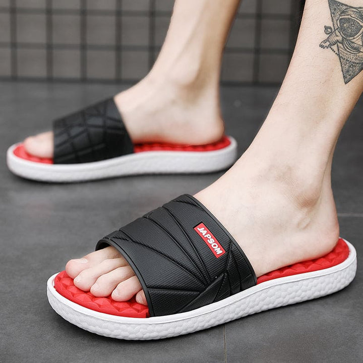 Orthopedische herenslippers met ademend bovenwerk en comfortabel voetbed, ideaal voor thuis en buiten.