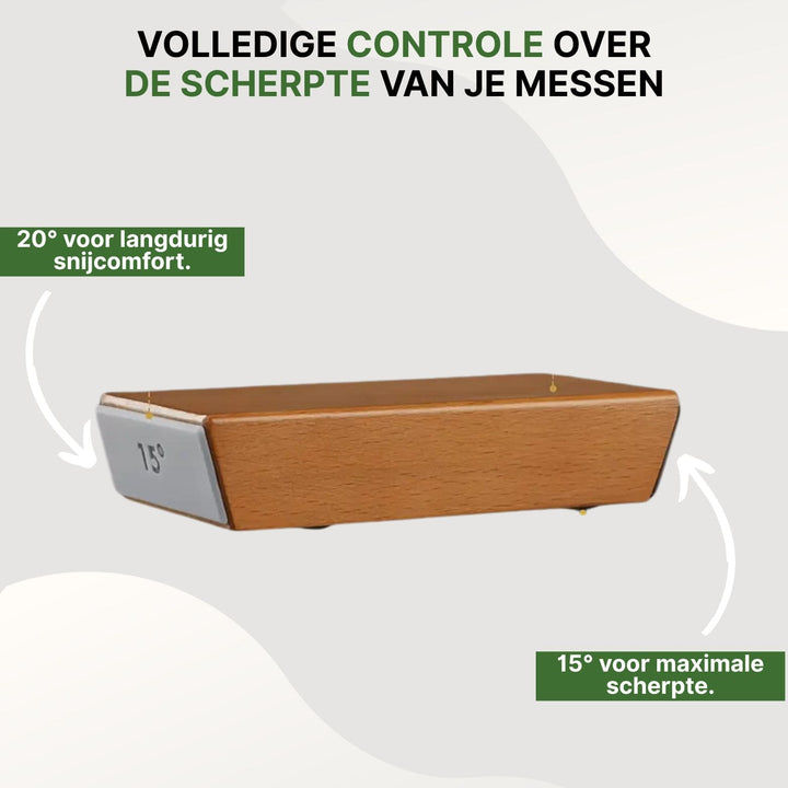 Stijlvolle houten messenslijper voor een vlijmscherp resultaat; een must-have keukenaccessoire.