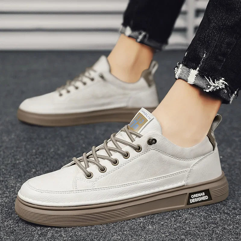 "Prime waterdichte herensneakers van PU-leer met antislipzool, bruine tint, stijlvol en comfortabel voor dagelijks gebruik."
