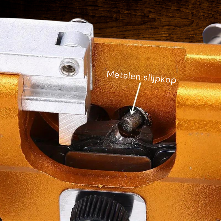 Deze ProfiSaw kettingslijper zorgt voor superscherpe kettingzagen, cruciaal voor efficiënt buitenwerk en precisie.