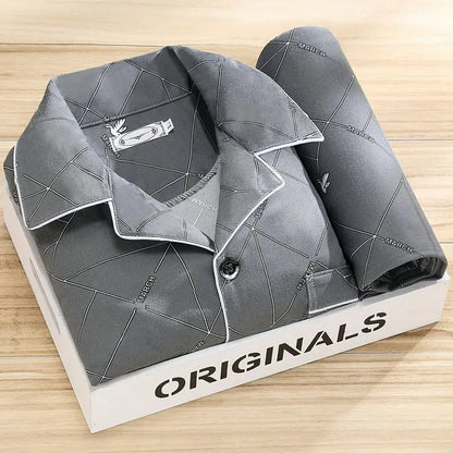 "Pyjama set heren met overhemd, knoopsluiting, elegante stijl, ademende stof, comfort, verschillende kleurenopties"