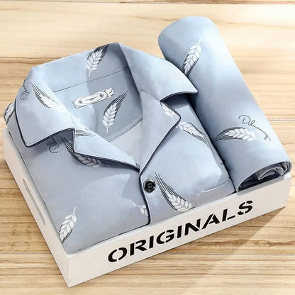 "Pyjama set heren met overhemd, knoopsluiting, elegante stijl, ademende stof, comfort, verschillende kleurenopties"