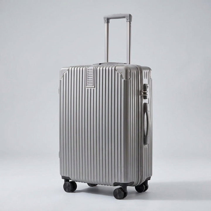 Retro koffer met soepele 360° wielen en dubbele hoekbescherming, comfortabel en veilig voor al je vakanties.