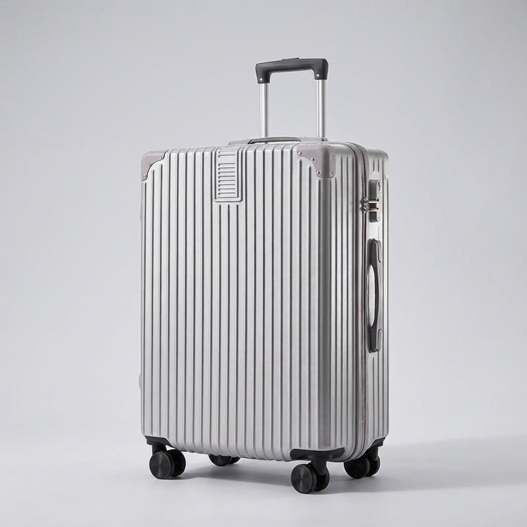 Duurzame retro koffer van Casevo met robuuste hoekbescherming, perfect voor al je bagage op reis.