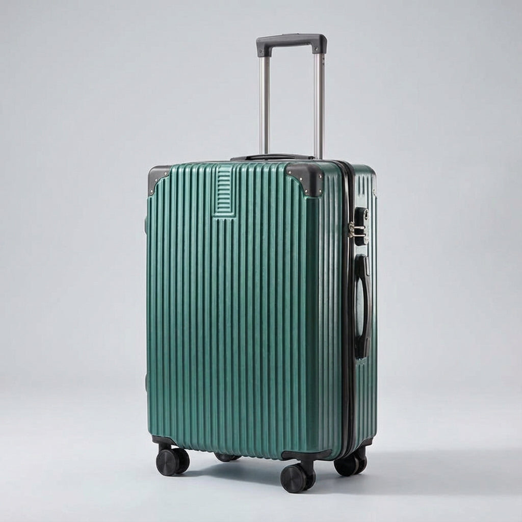 Moderne retro reiskoffer, lichtgewicht en met hoekbescherming, zorgt voor georganiseerde en veilige bagage.