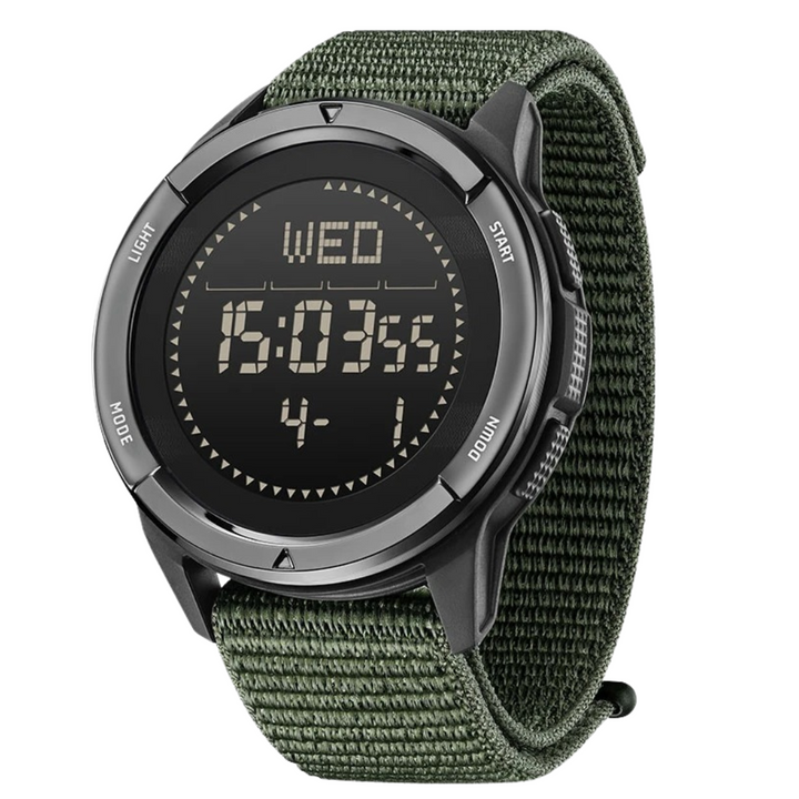 Robuust heren outdoor horloge van carbon fiber; lichtgewicht, waterdicht en perfect voor avontuur.