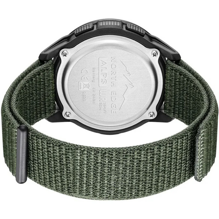 Lichtgewicht heren outdoor horloge van carbon fiber, een robuust sporthorloge met vele functies.