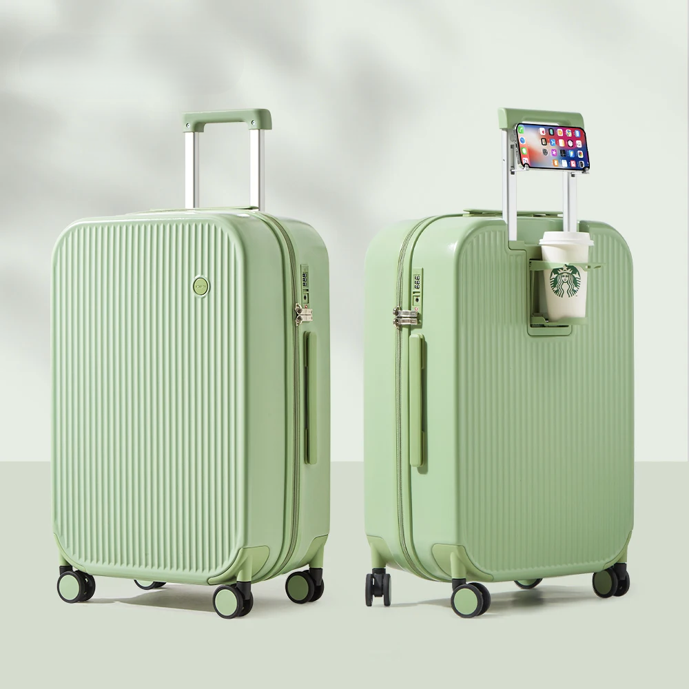 Vooraanzicht van de robuuste hardcase reiskoffer Lyon, een betrouwbare trolley voor elke reis.