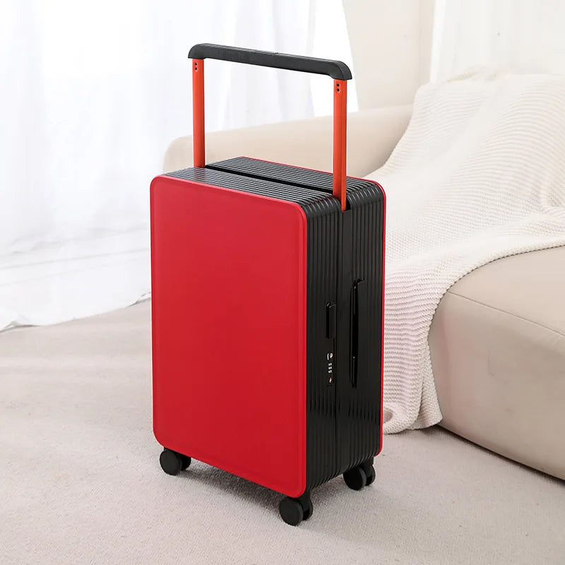 Moderne robuuste PP hardcase reiskoffer met ergonomische trekstang en TSA slot; duurzaam design.