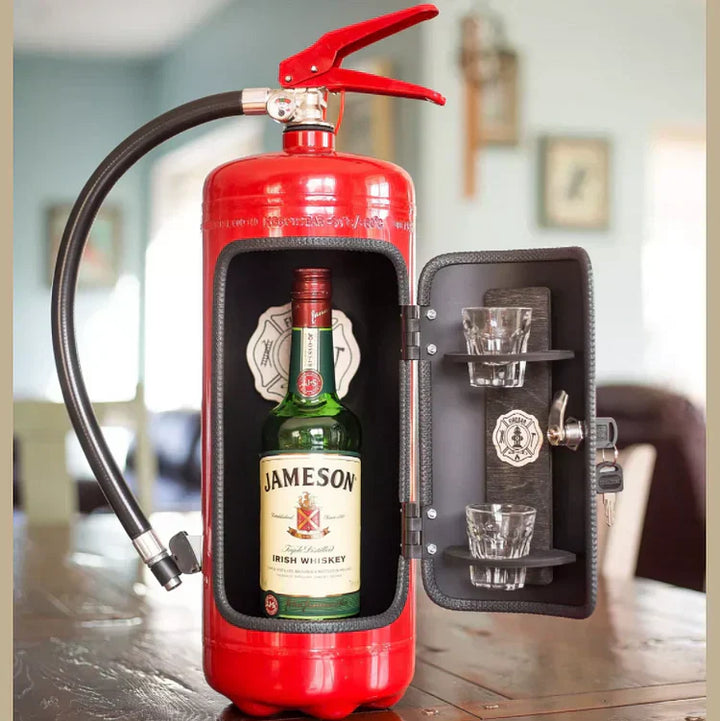 Unieke geheime bar in rood brandblusser design. Perfecte discrete drankopslag en een stijlvol gadget voor je mancave.