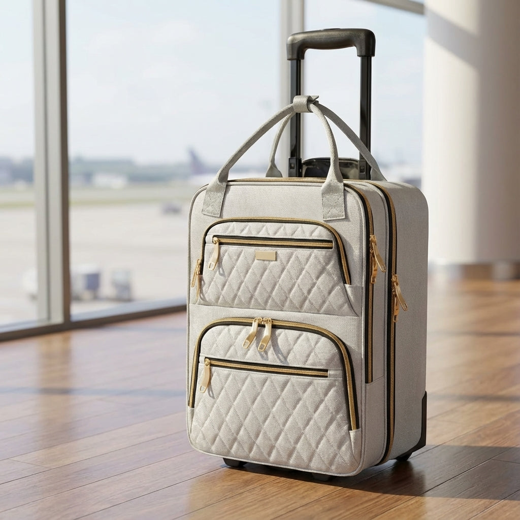 Roltrolley SwiftSeat met laptopvak, ideaal als handbagage voor vluchten en zakenreizen.