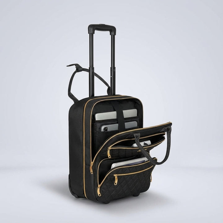Multifunctionele reistas roltrolley SwiftSeat, uw ideale reispartner met veilig laptopvak.