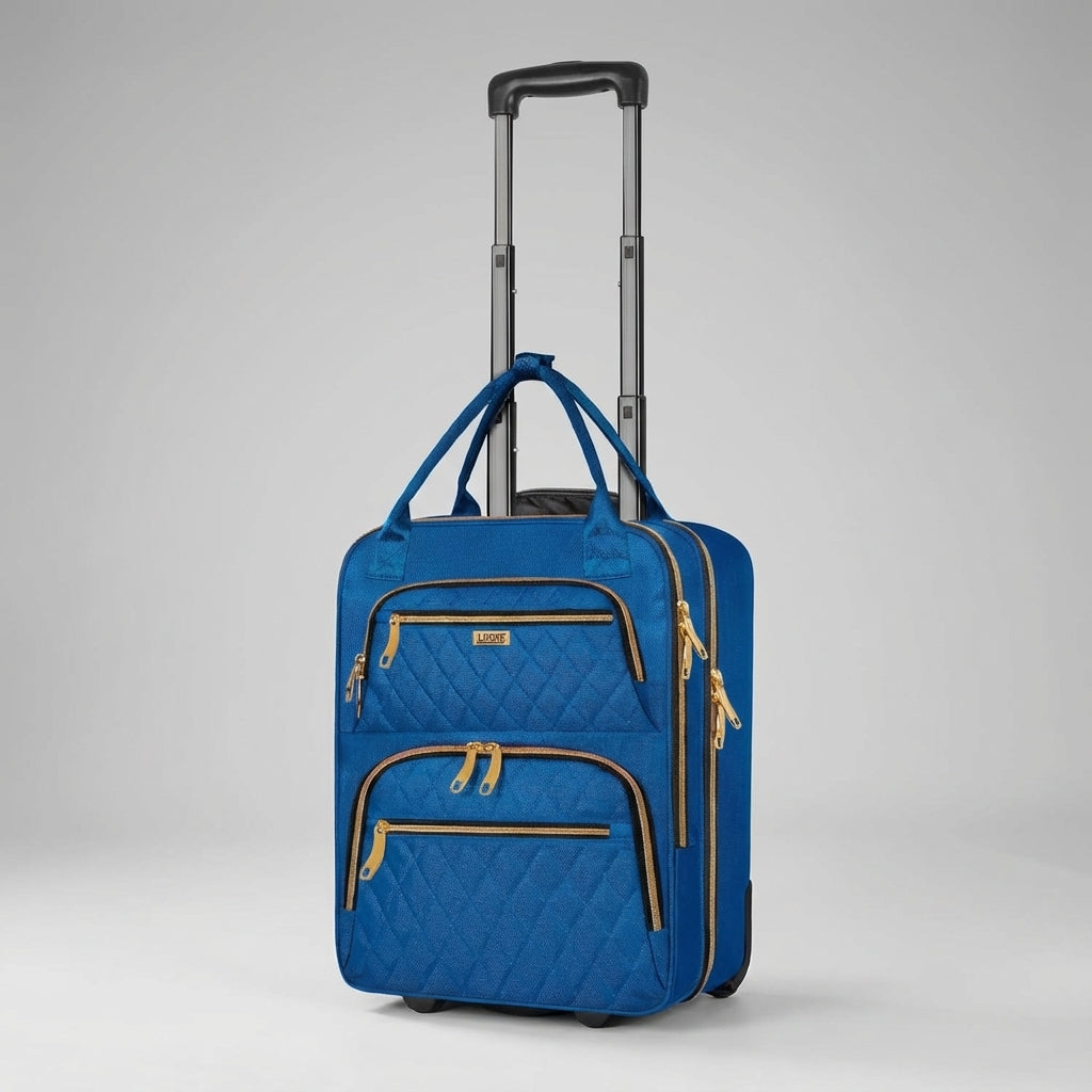 Praktische roltrolley met ruim laptopvak en soepele wielen, perfecte reisbagage voor reizen.