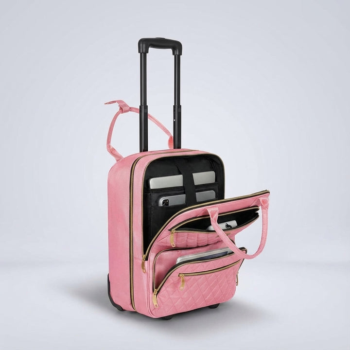 Duurzame roltrolley met beschermend laptopvak, essentieel voor veilige korte trips en reizen.