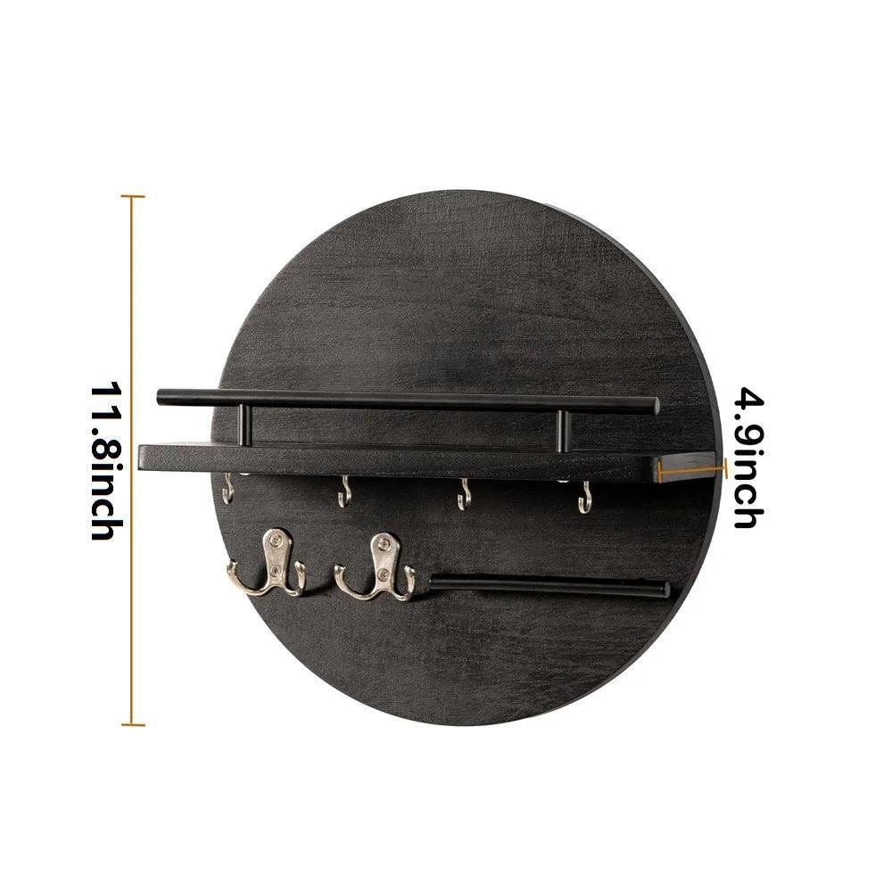 Duurzame ronde houten sleutelhouder, perfect voor een stijlvol interieur in de hal.