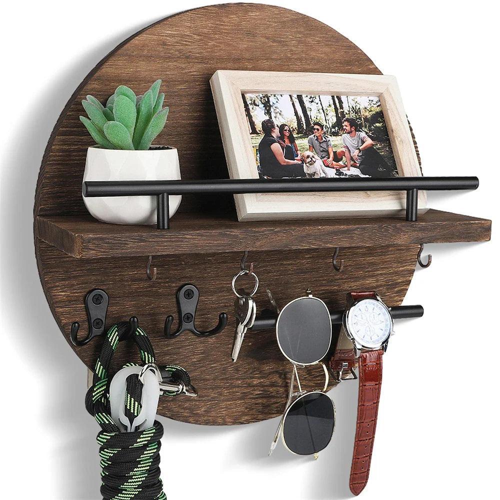 Milieuvriendelijke ronde houten sleutelhouder, een duurzame oplossing voor sleutelopslag.