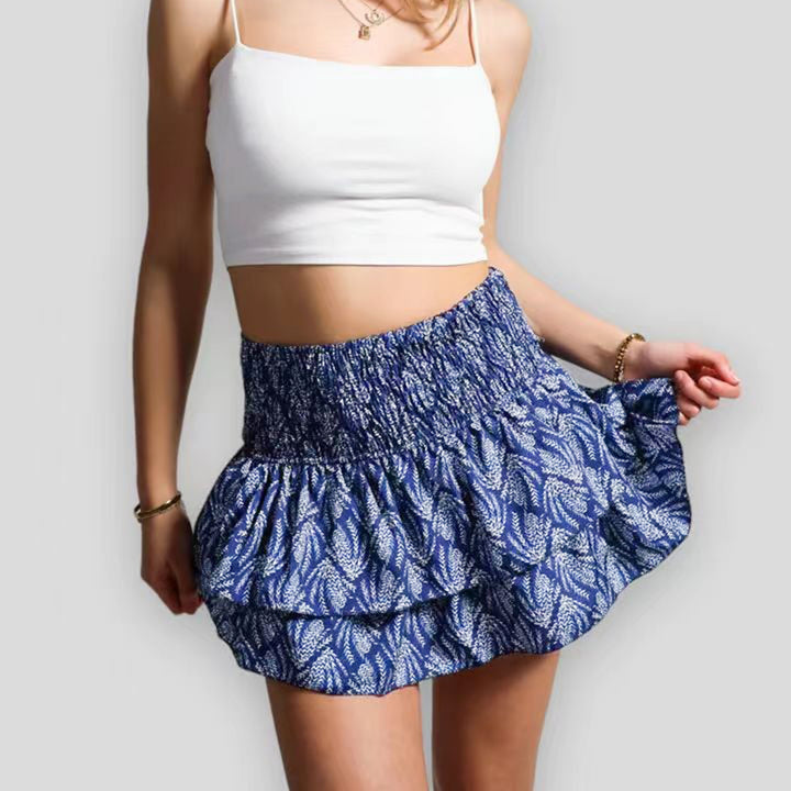 "Rose kleur zomerrokje, stijlvol en comfortabel mini-rokje ideaal voor warme dagen, met elegante en luchtige uitstraling."