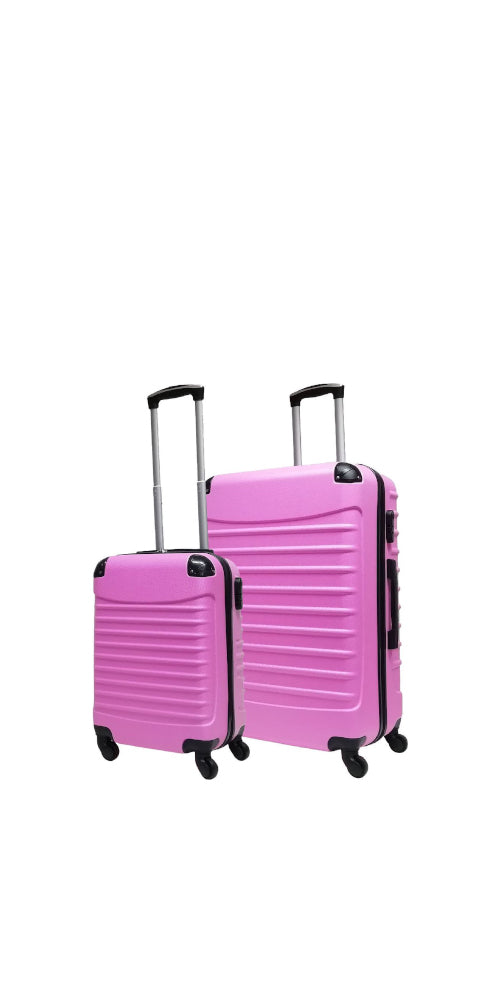 Roze 2-delige hardcase kofferset Palermo met soepele zwenkwielen, ideaal voor reizen en vakanties.