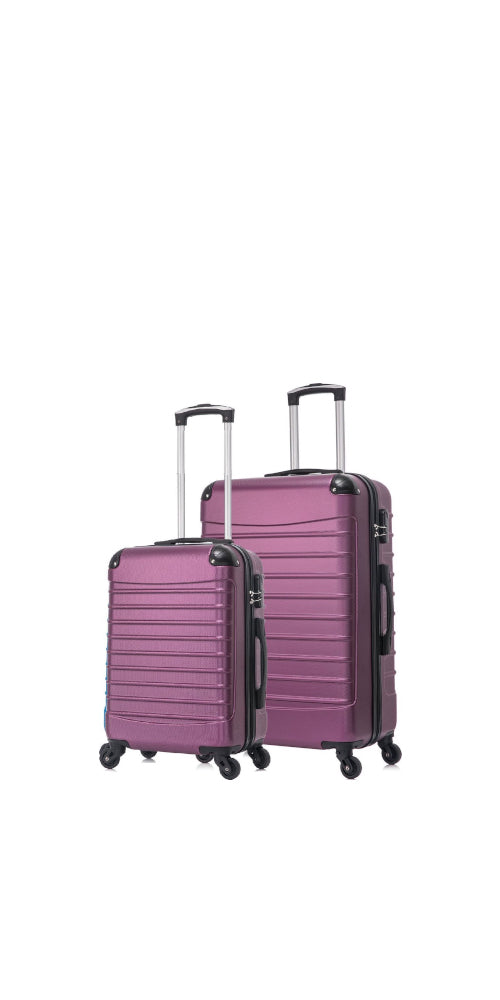 Roze 2-delige harde kofferset Torino, ideaal voor stijlvol en veilig reizen. Duurzame reisbagage voor vakanties.