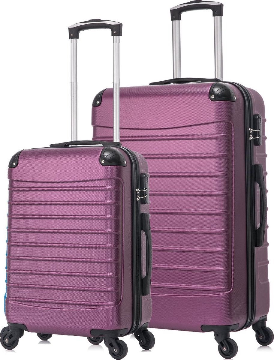 Stijlvolle roze 2-delige harde kofferset met twee robuuste reiskoffers; perfect voor al je reisavonturen.