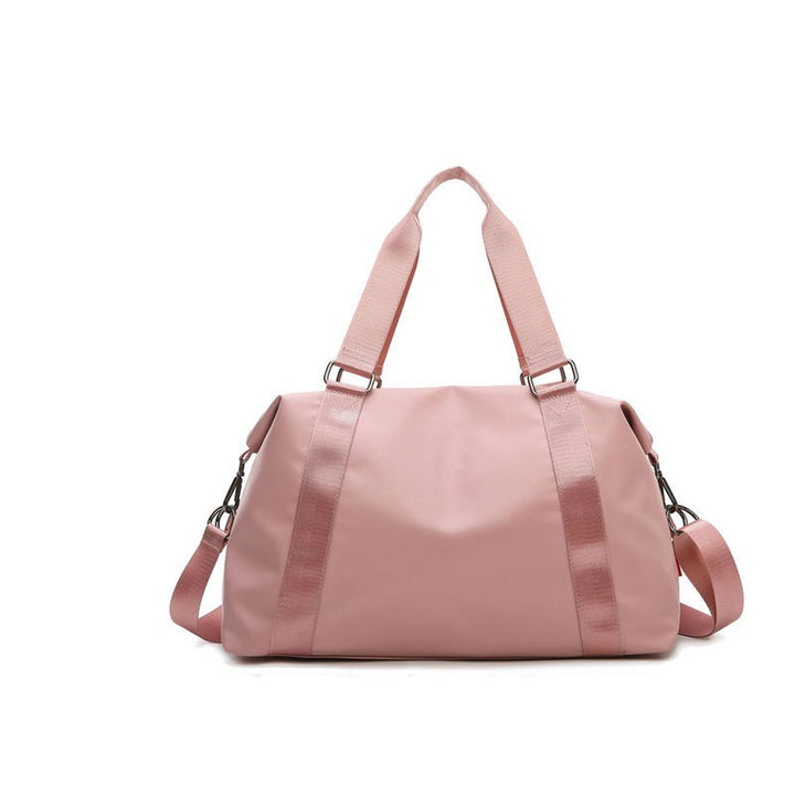 Nylon dames fitness sporttas (roze/grijs), waterdicht en praktisch. Geschikt voor al je sport- en reisaccessoires.