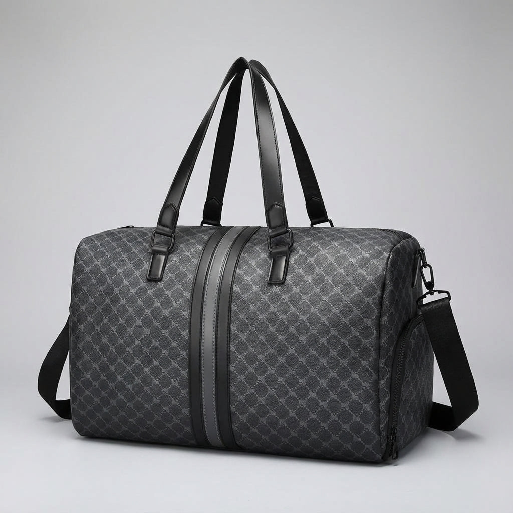 Comfortabele en ruime duffeltas met kenmerkend dambordpatroon. Stijlvolle Checkerlyn reistas voor elk avontuur.