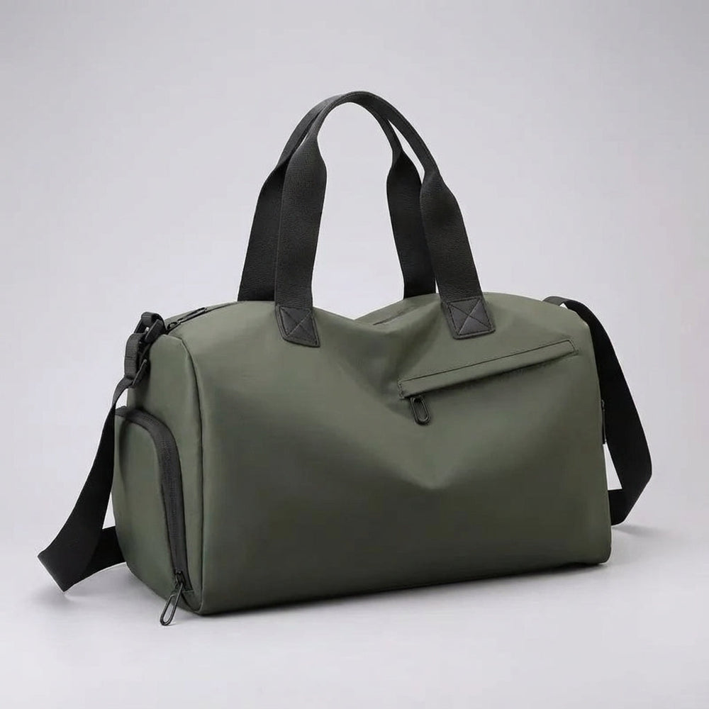 Waterdichte Roamify reistas, ideaal als handbagage en sporttas voor weekendtrips. Duurzaam reisaccessoire.