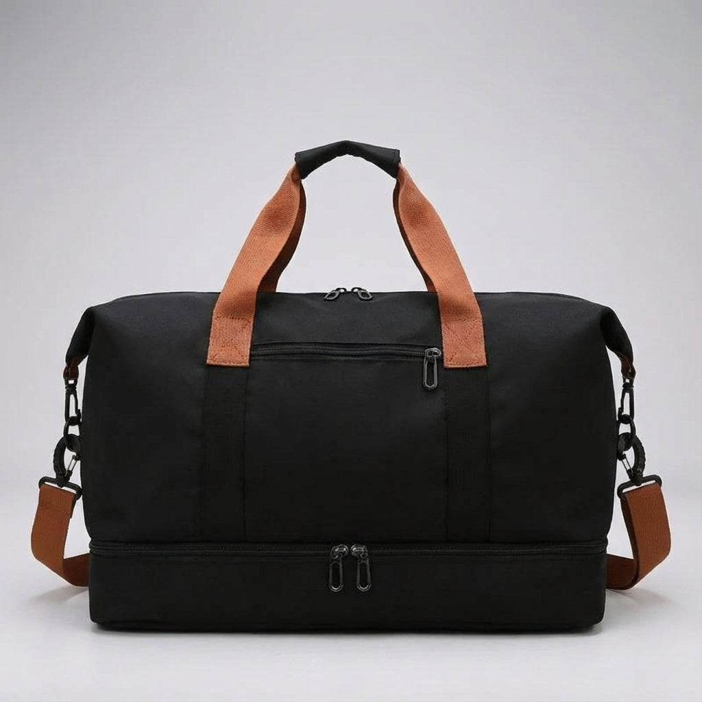 Unisex sporttas/reistas met apart schoenenvak houdt spullen geordend. Ideaal voor gym, reizen of weekend weg.