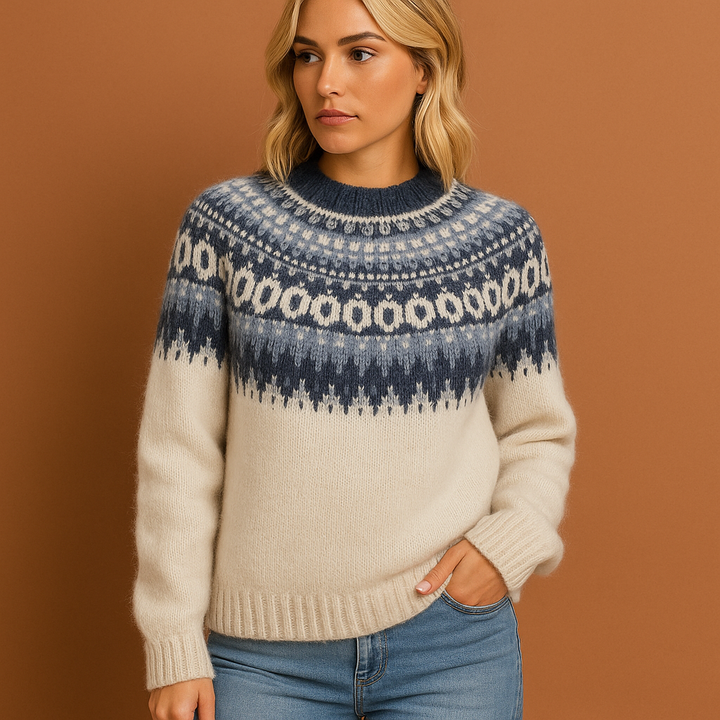 Scandinavische gebreide dames trui, oversized, warm en stijlvol voor de winter. Tijdloos comfortabele wintertrui.