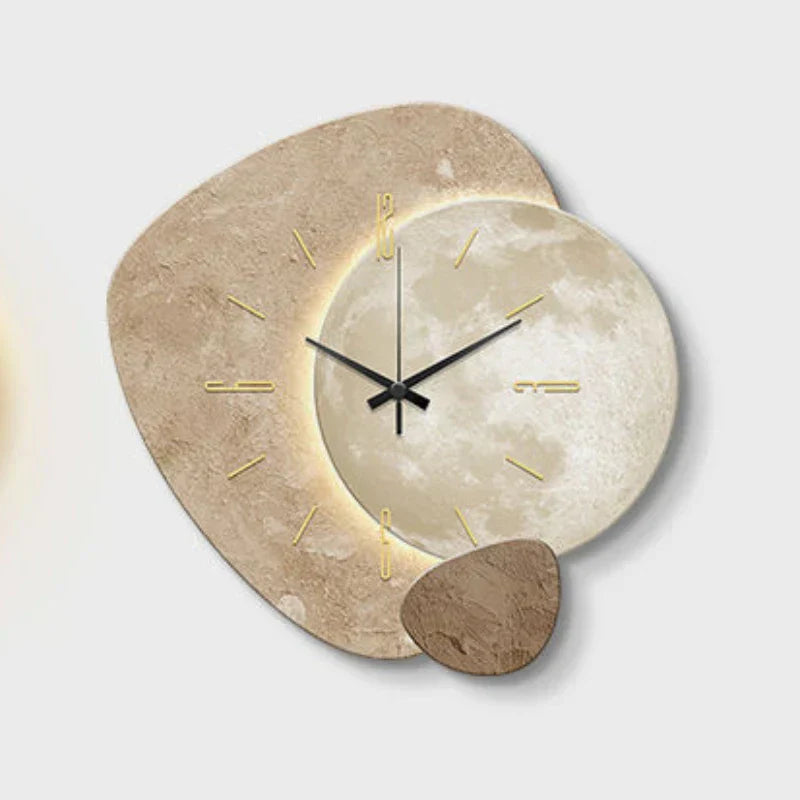 Minimalistische wandklok met licht, moderne Scandinavische klok die functioneel en decoratief is.