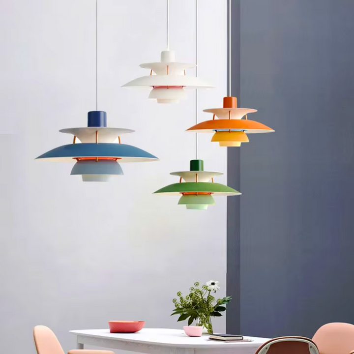Moderne Scandinavische plafondlamp met dimbare functie, verkrijgbaar in blauw, diep oranje of zwart