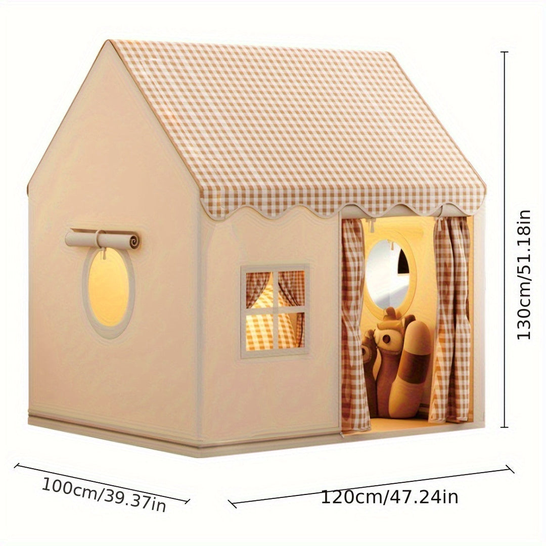 "Schattig binnenspeelhuis voor kinderen met levendige kleuren, biedt veilige en creatieve speelruimte binnen en buiten."