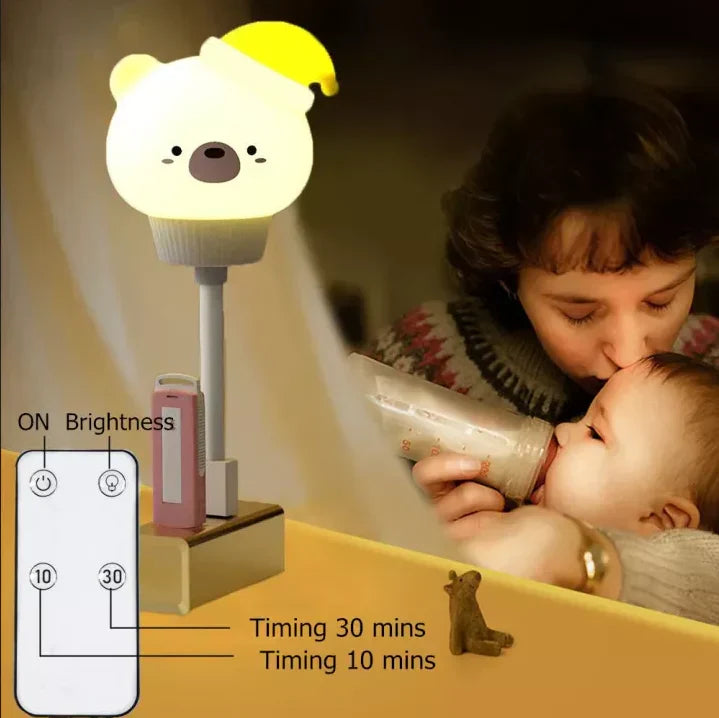 Schattig nachtlampje tafelmodel met dierenthema: kitten, konijn, eend of beer, warm LED-licht voor gezellige verlichting.