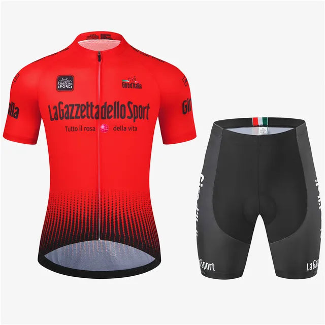 "Set Arjan heren fietskleding van hoogwaardige Castelli stof met short-sleeve en strakke professionele pasvorm voor fietstoch