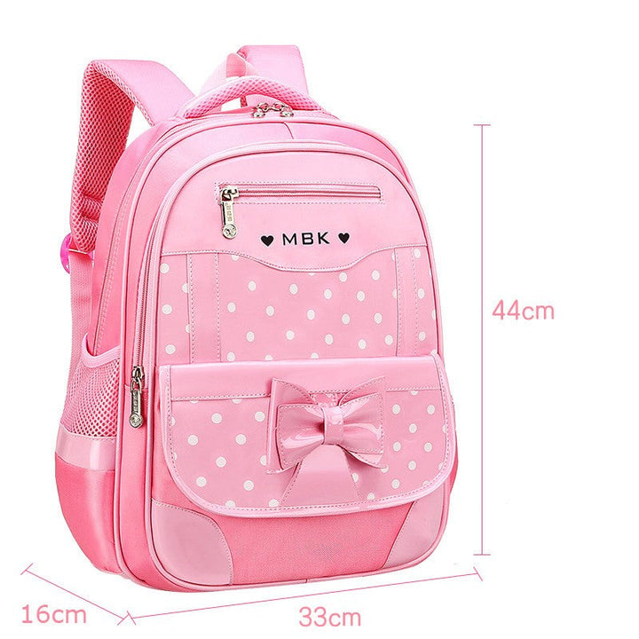 Comfortabele Shelly meiden rugzak met stijlvol roze/zwart stippenpatroon. Perfect voor school en dagelijks gebruik.