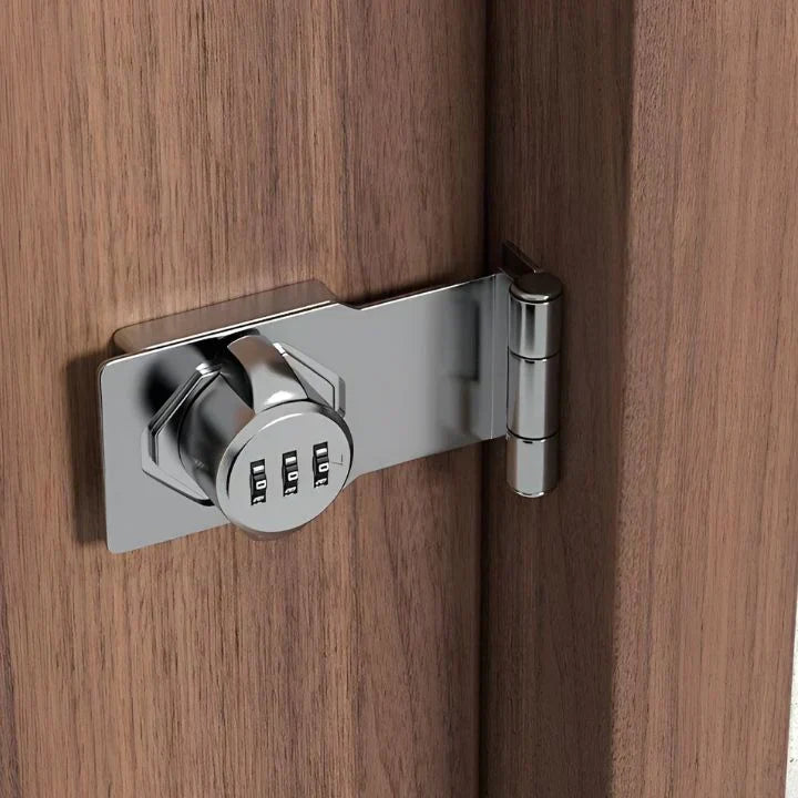 Veilig ladenslot met cijfercode, ideaal voor thuiskantoor. Zilveren sleutelloos combinatieslot voor extra beveiliging.