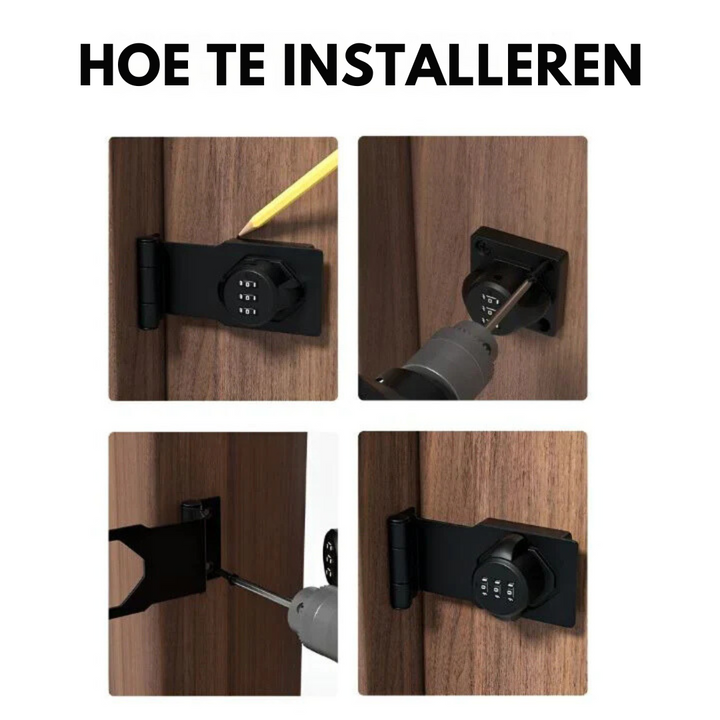 Gemakkelijk te gebruiken sleutelloos cijferslot. Zwart kastslot voor veilige opslag van documenten in kantoor of thuis.