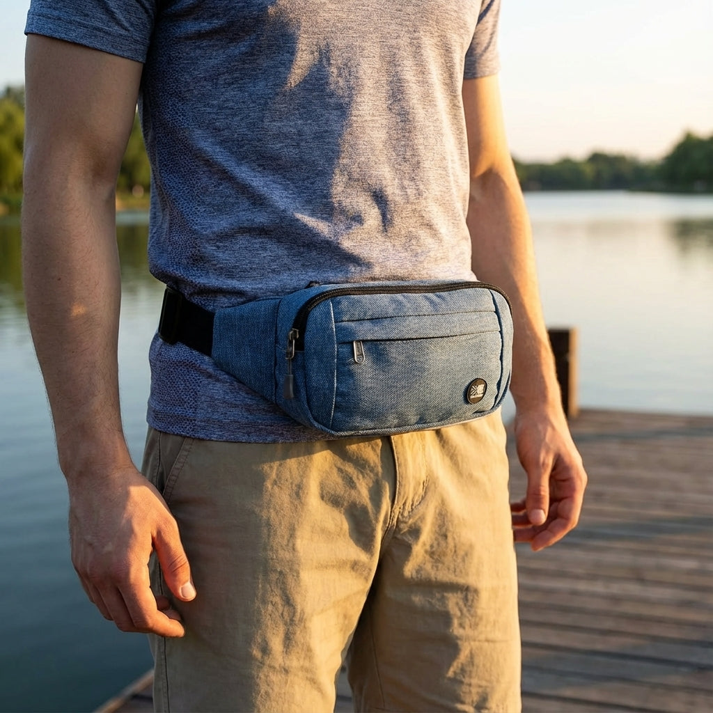 Slim waterdicht heuptasje (AquaHipz) voor sport, outdoor & reizen. Perfect voor joggen of wandelen, unisex.