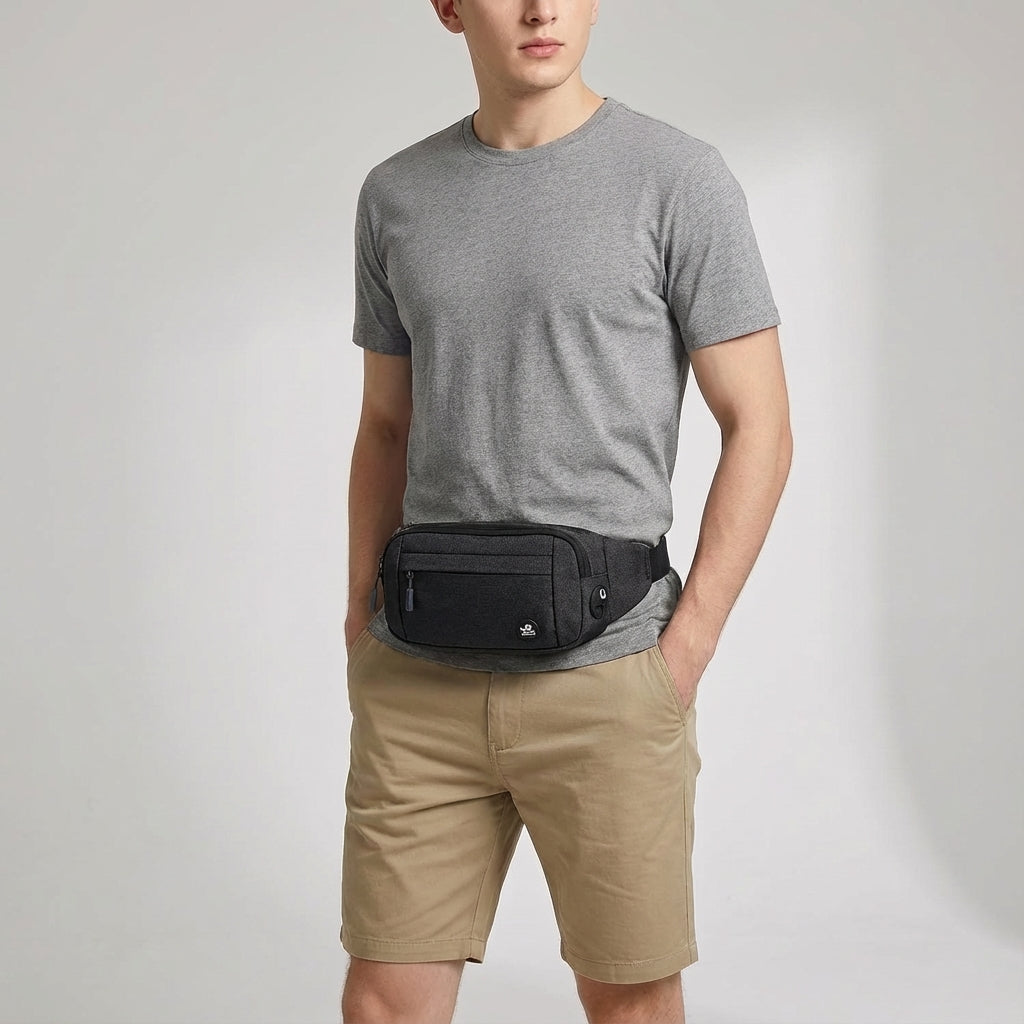 Stijlvol beige AquaHipz slim waterdicht heuptasje, unisex. Ideaal voor sport, outdoor en dagelijks gebruik.