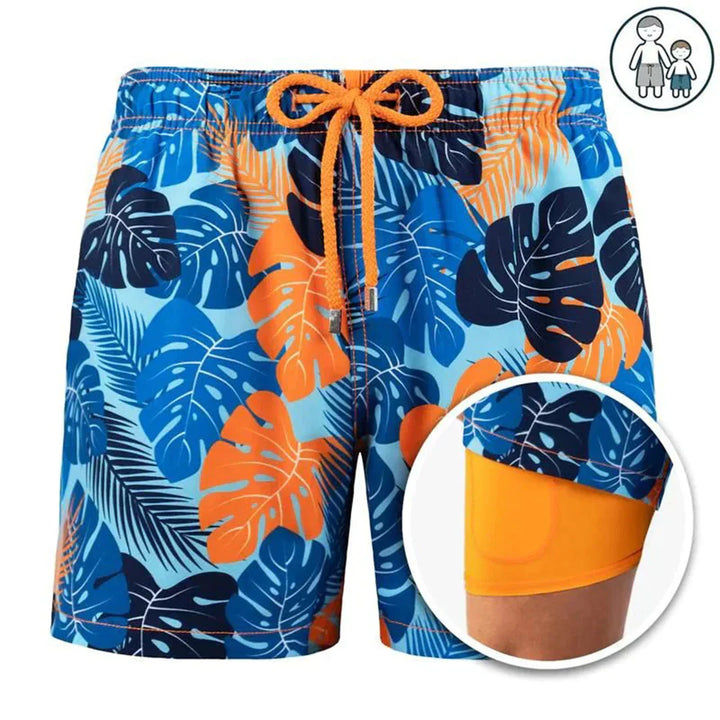 "Sneldrogende heren zwembroek met moderne pasvorm, blauw met elastische taille en trekkoord, stijlvol en comfortabel."