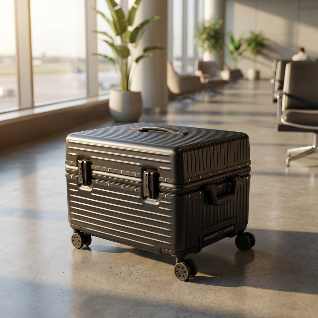 Stevige Carrycore reiskoffer van ABS PC met aluminium frame, ideaal als handbagage koffer voor vakantie. Duurzaam en lichtgewicht.