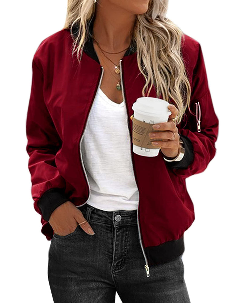 Veelzijdig dames bomberjack, ideaal als buitenkleding voor lente, zomer en herfst. Tijdloze, moderne mode.