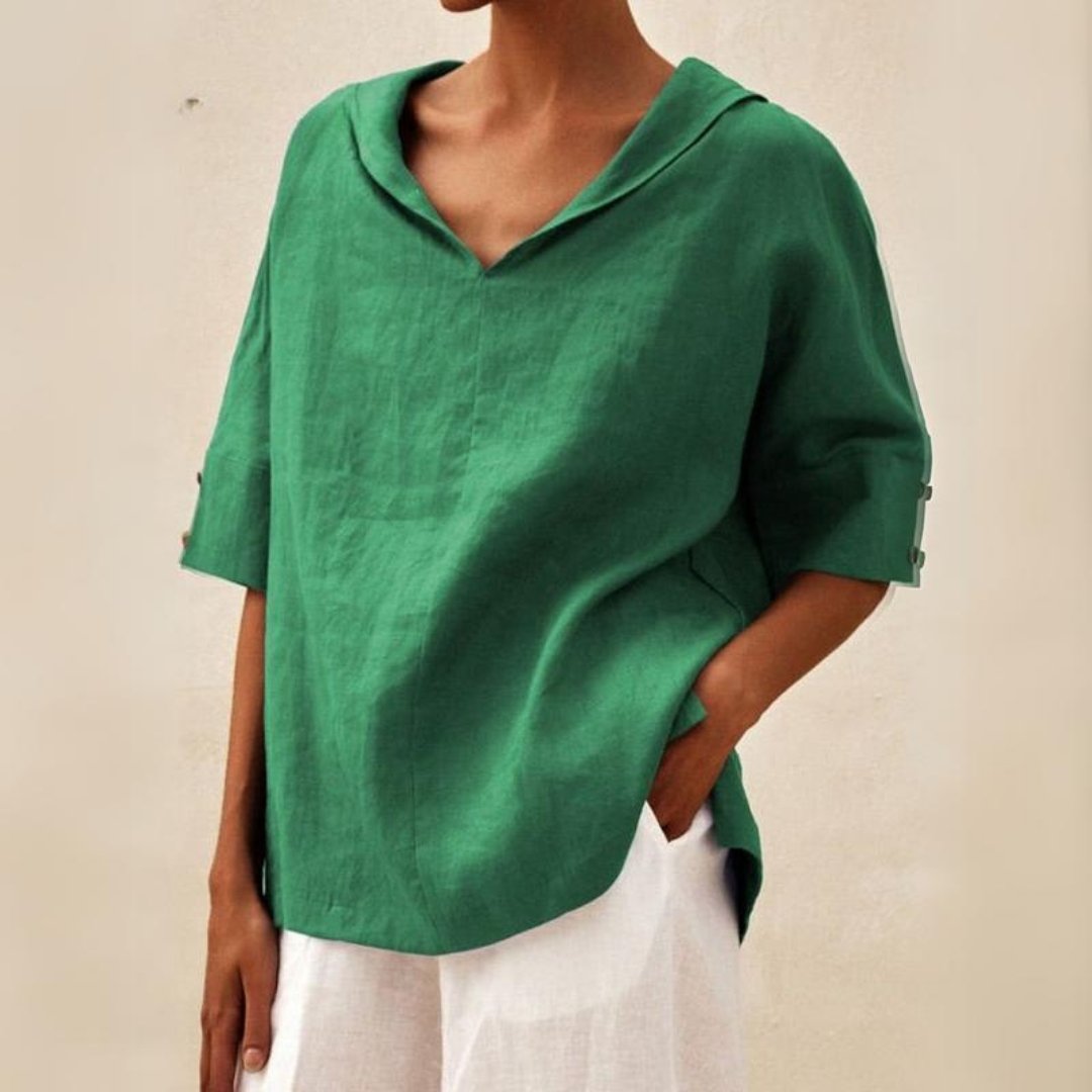 Stijlvol dames overhemd met V-hals, ideaal voor een casual of chique look. Comfortabel en veelzijdig.