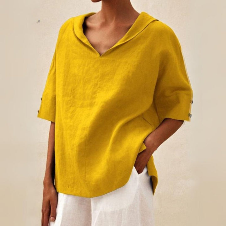 Veelzijdig dames overhemd, perfect voor dagelijkse kleding. Chique casual top met V-hals.